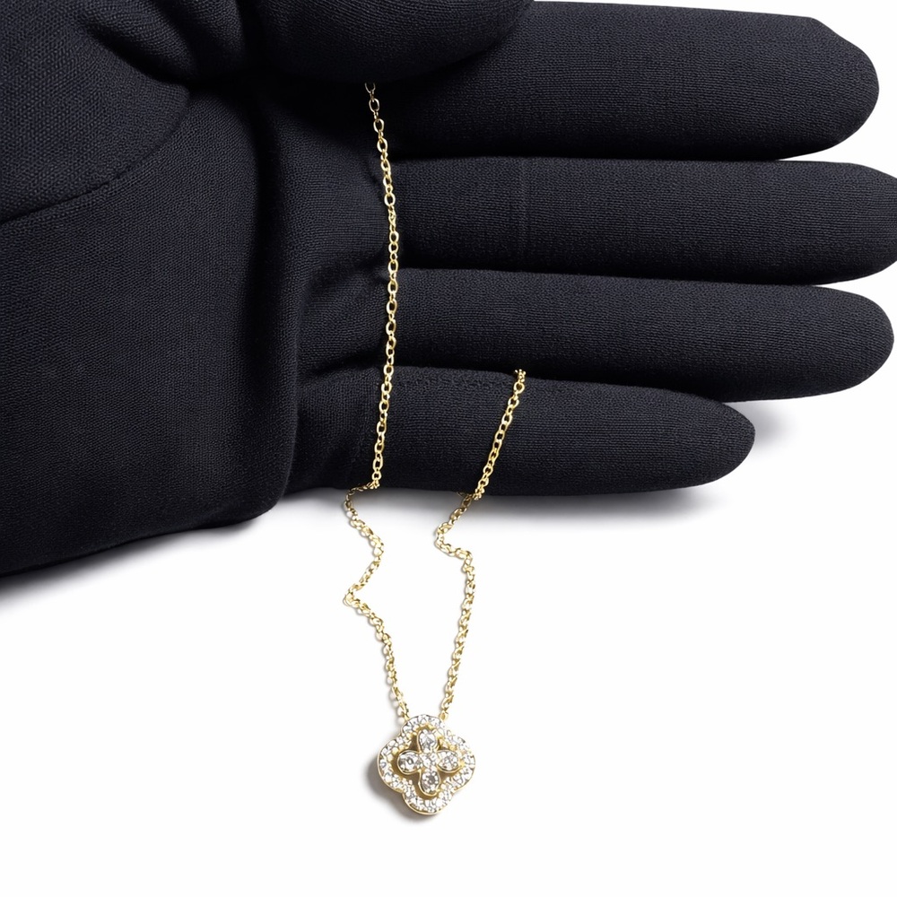 Swarovski Gold Crystal Clover Pendant Necklace